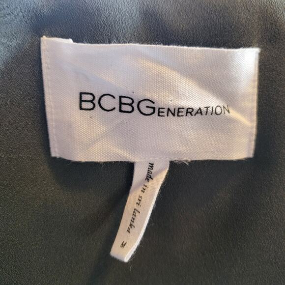 BCBGeneration Sage Green Open Front Buttoned Lapel Peplum Ruffle Hem Jacket - Picture 15 of 16